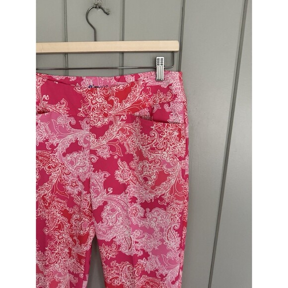 Ibkul Pascha Pants Women’s 8 Pink Baroque Floral Paisley Golf Active Pockets - Picture 4 of 6